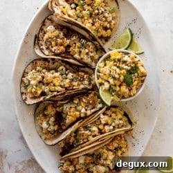 Creamy street corn beef tacos