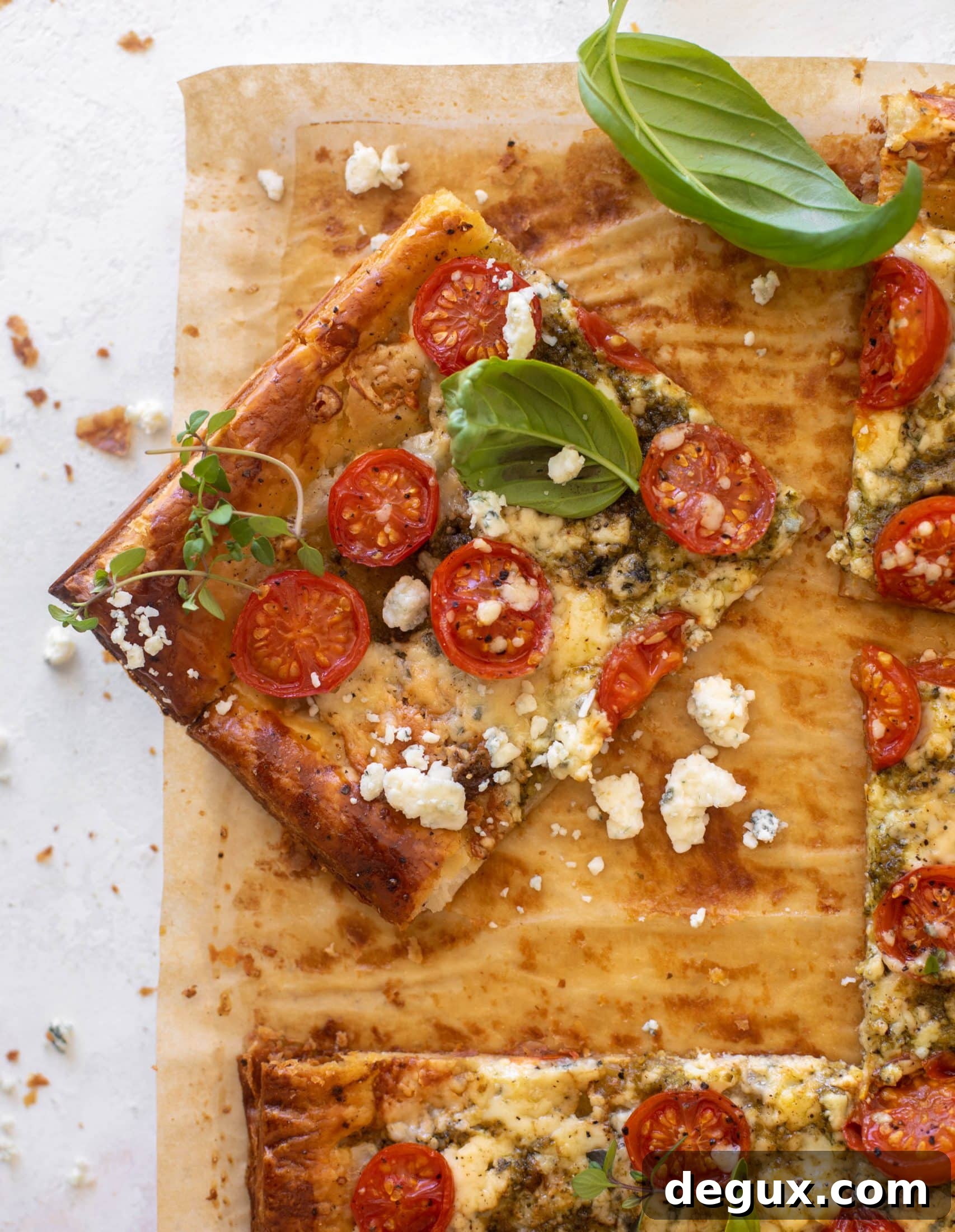 tomato basil blue cheese tart