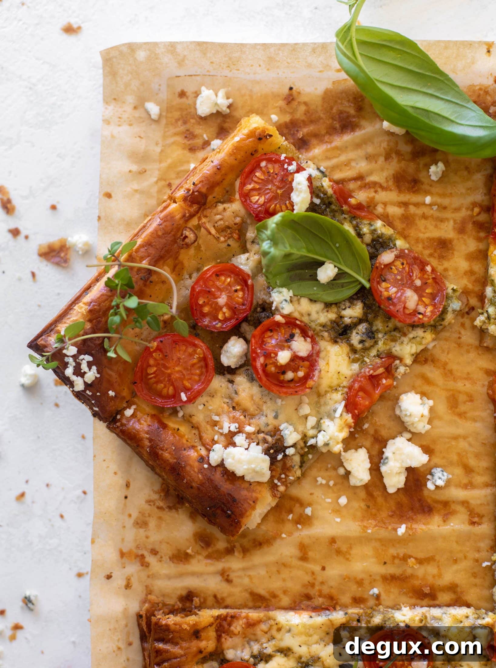 tomato basil blue cheese tart